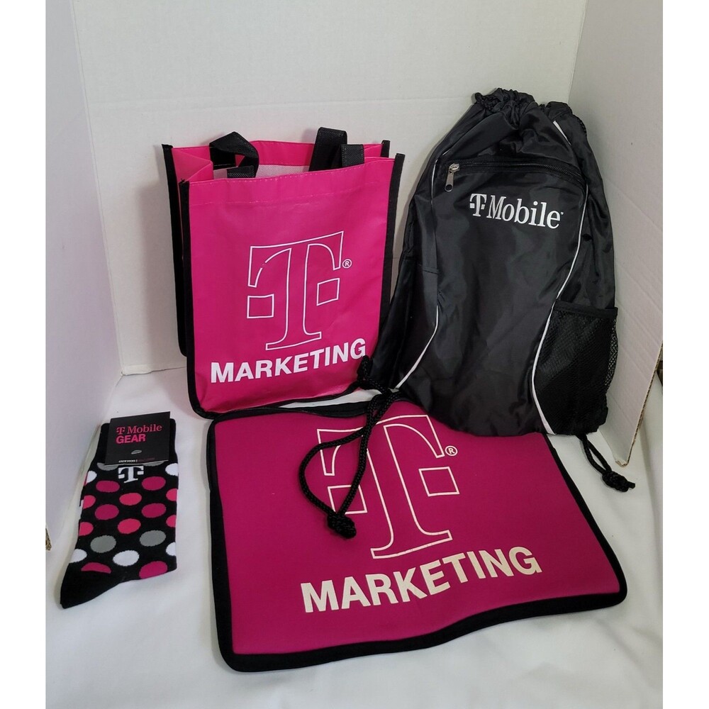 T-Mobile Magenta Employee Marketing Swag Lot Backpack Tote Bag Socks TERVIS More
